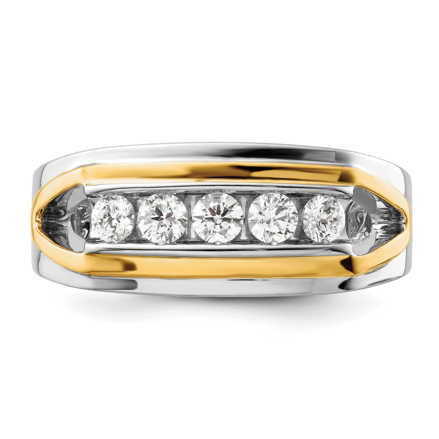 14k Two-tone White Gold 1/2 Ct. Lab Grown Diamond VS/SI+ G+ Five Stone Men's Ring