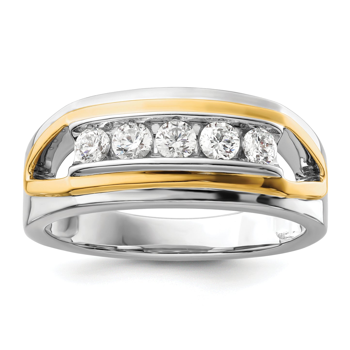 14k Two-tone White Gold 1/2 Ct. Lab Grown Diamond VS/SI+ G+ Five Stone Men's Ring