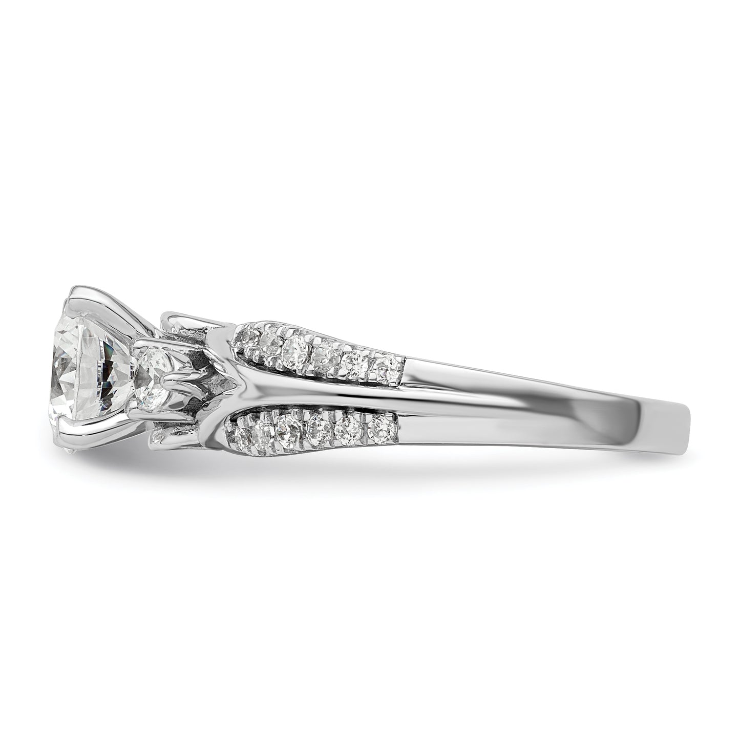 14k White Gold 3/8 Ct. Lab Grown Diamond VS/SI+ G+ 1 Ct. Center Round Shared Prong Engagement Ring