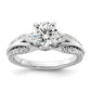 14k White Gold 3/8 Ct. Lab Grown Diamond VS/SI+ G+ 1 Ct. Center Round Shared Prong Engagement Ring