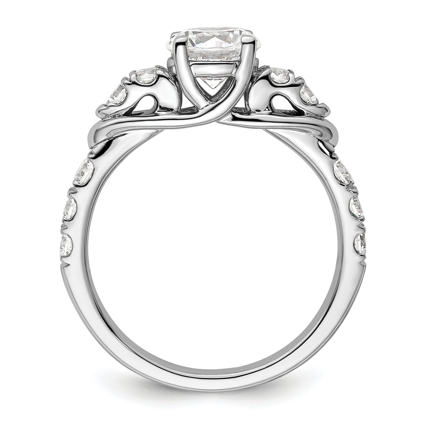 14k White Gold 5/8 Ct. Lab Grown Diamond VS/SI+ G+ 1 Ct. Center Round Shared Prong Engagement Ring