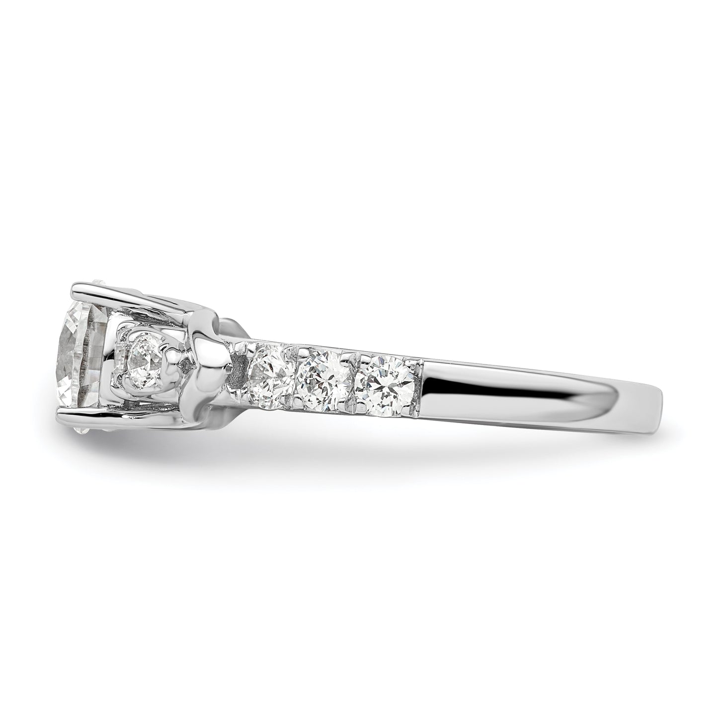 14k White Gold 5/8 Ct. Lab Grown Diamond VS/SI+ G+ 1 Ct. Center Round Shared Prong Engagement Ring