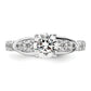 14k White Gold 5/8 Ct. Lab Grown Diamond VS/SI+ G+ 1 Ct. Center Round Shared Prong Engagement Ring