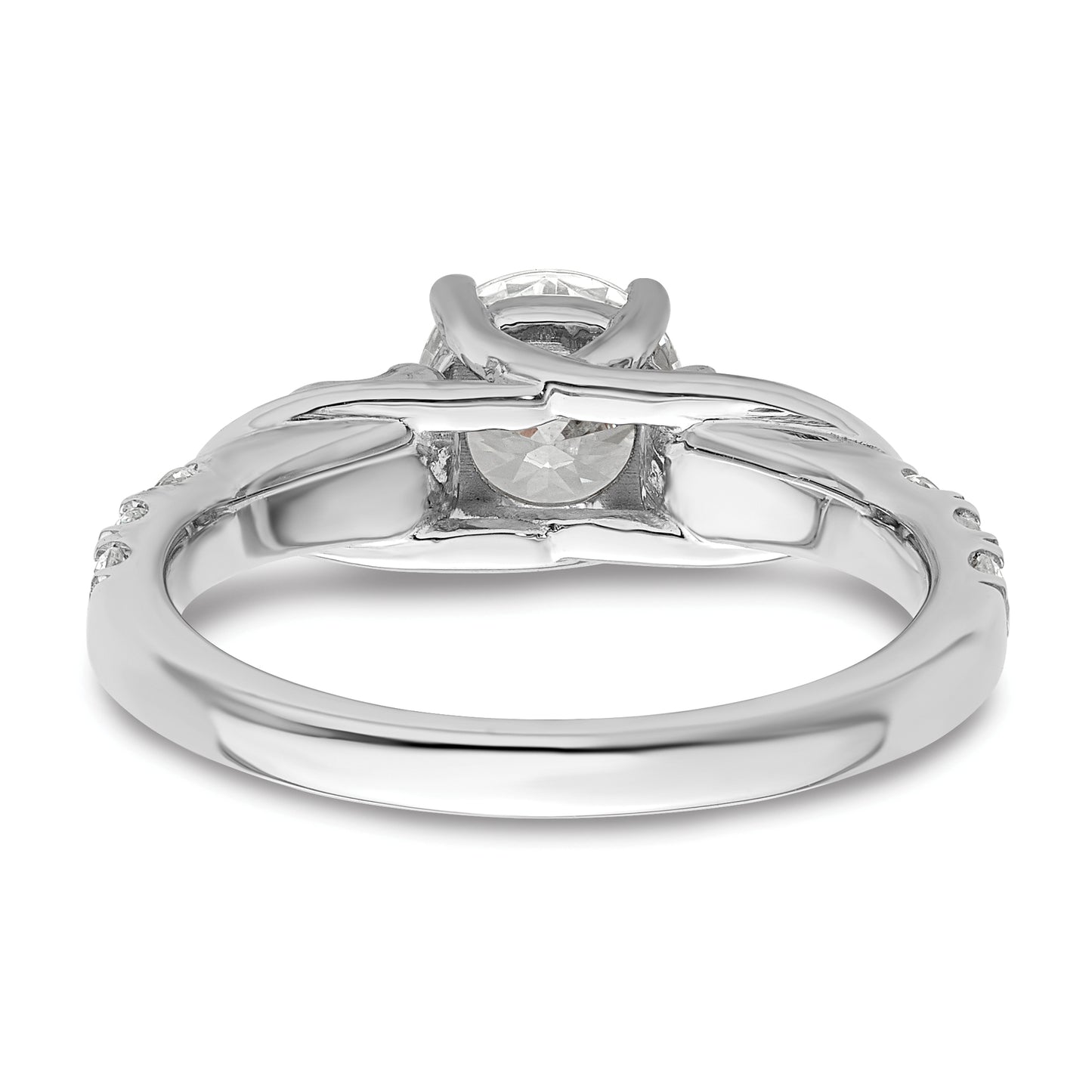 14k White Gold 5/8 Ct. Lab Grown Diamond VS/SI+ G+ 1 Ct. Center Round Shared Prong Engagement Ring