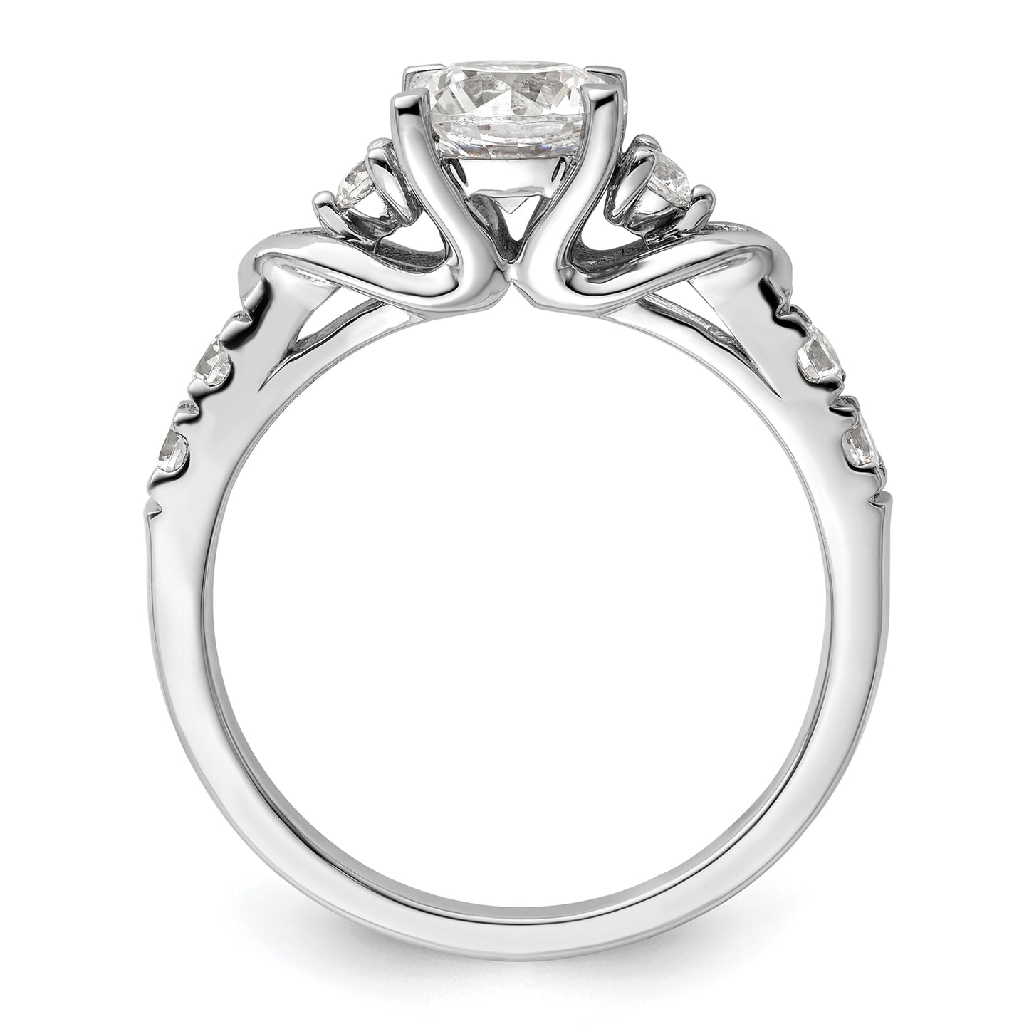 14k White Gold 1/3 Ct. Lab Grown Diamond VS/SI+ G+ 1 Ct. Center Round Shared Prong Engagement Ring