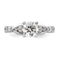 14k White Gold 1/3 Ct. Lab Grown Diamond VS/SI+ G+ 1 Ct. Center Round Shared Prong Engagement Ring