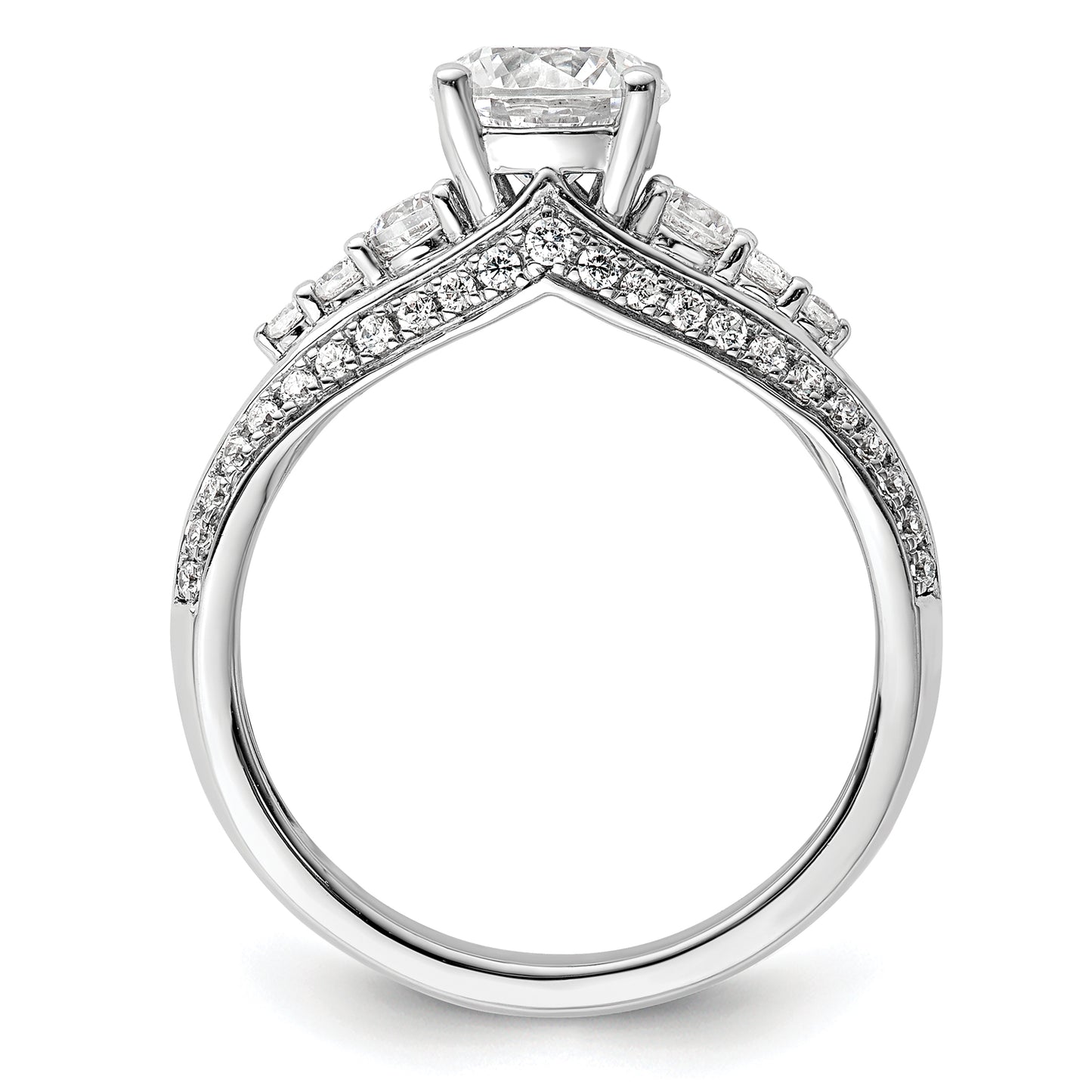 14k White Gold 1/2 Ct. Lab Grown Diamond VS/SI+ G+ 1 Ct. Center Round Channel Set Shared Prong Engagement Ring