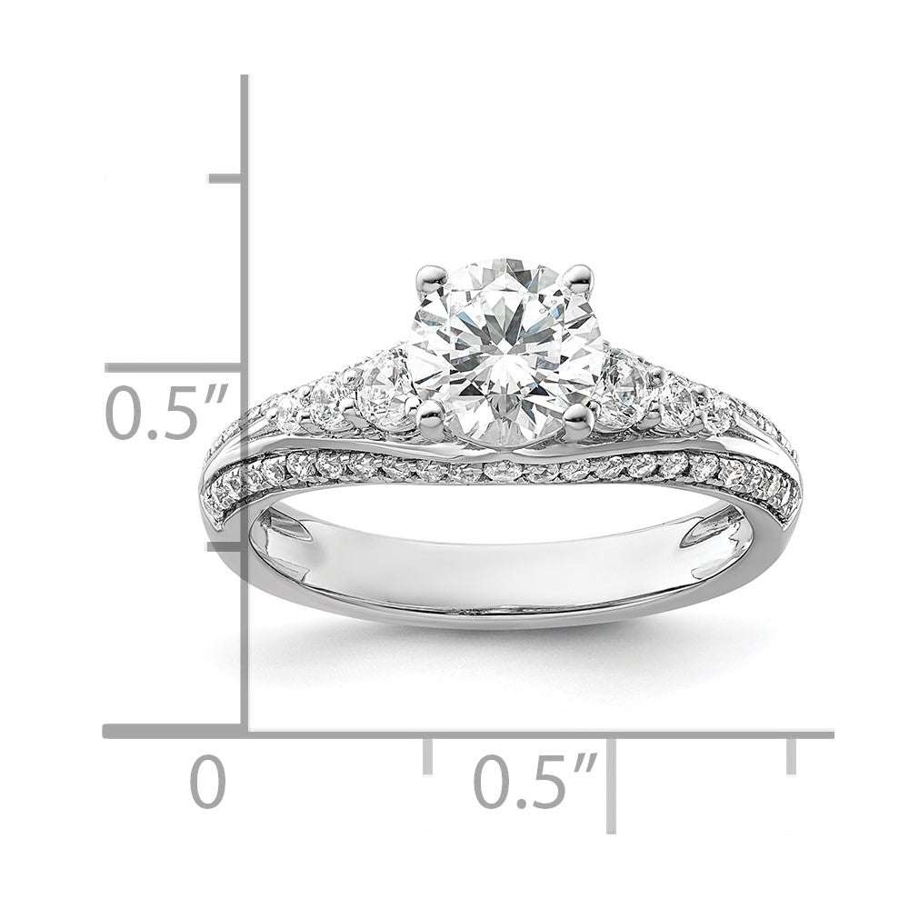 14k White Gold 1/2 Ct. Lab Grown Diamond VS/SI+ G+ 1 Ct. Center Round Channel Set Shared Prong Engagement Ring