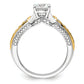 14k Two-tone Two Tone 1/3 Ct. Lab Grown Diamond VS/SI+ G+ 1 Ct. Center Round Channel Set Shared Prong Engagement Ring