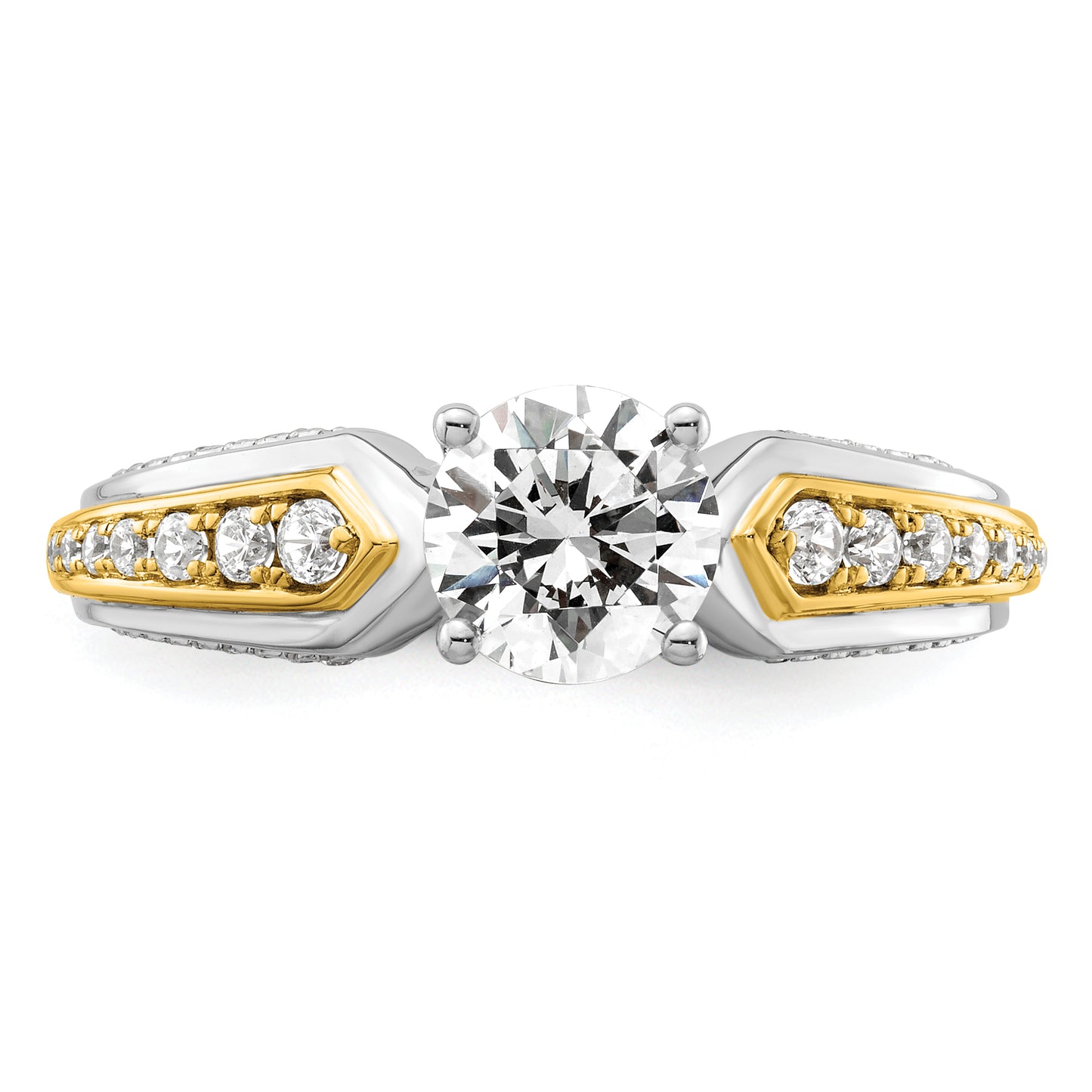 14k Two-tone Two Tone 1/3 Ct. Lab Grown Diamond VS/SI+ G+ 1 Ct. Center Round Channel Set Shared Prong Engagement Ring