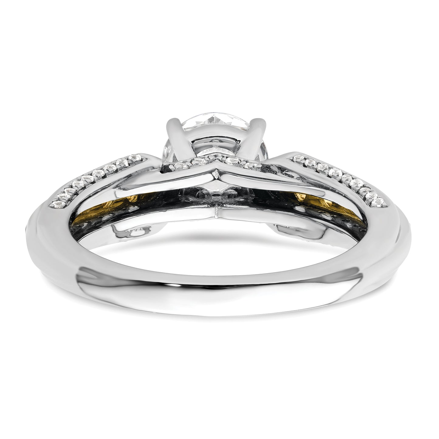 14k Two-tone Two Tone 1/3 Ct. Lab Grown Diamond VS/SI+ G+ 1 Ct. Center Round Channel Set Shared Prong Engagement Ring