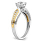 14k Two-tone Two Tone 1/3 Ct. Lab Grown Diamond VS/SI+ G+ 1 Ct. Center Round Channel Set Shared Prong Engagement Ring