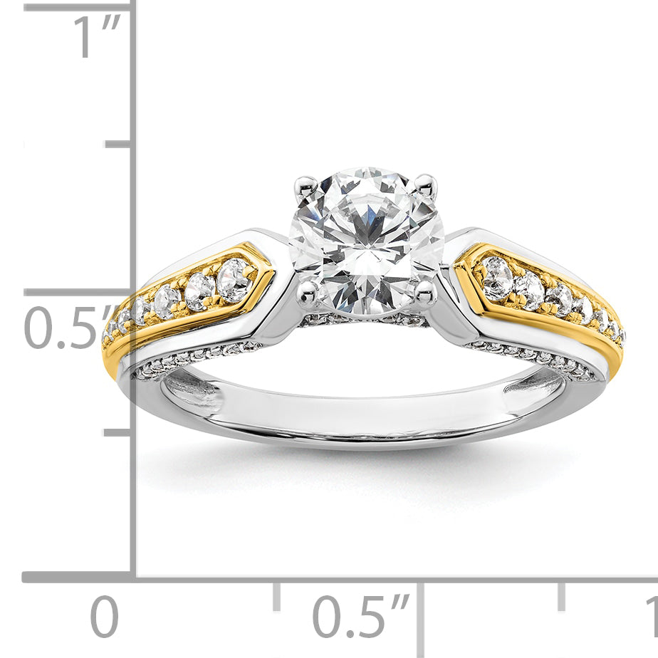 14k Two-tone Two Tone 1/3 Ct. Lab Grown Diamond VS/SI+ G+ 1 Ct. Center Round Channel Set Shared Prong Engagement Ring