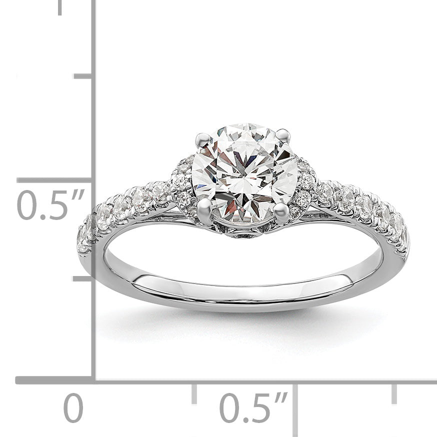 14k White Gold 1/3 Ct. Lab Grown Diamond VS/SI+ G+ 1 Ct. center Round Engagement Ring