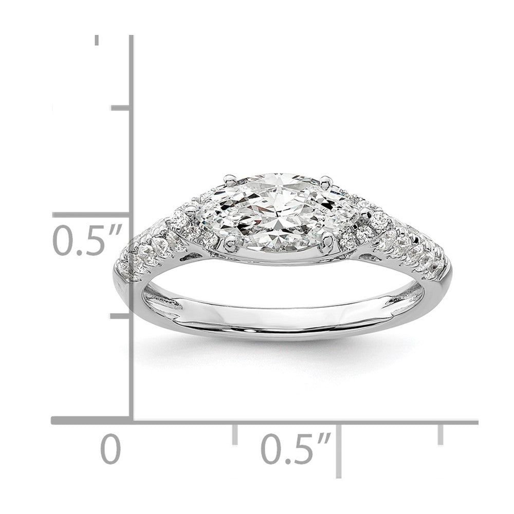 14k White Gold 1/3 Ct. Lab Grown Diamond VS/SI+ G+ 1 Ct. Center East-West Marquise Engagement Ring