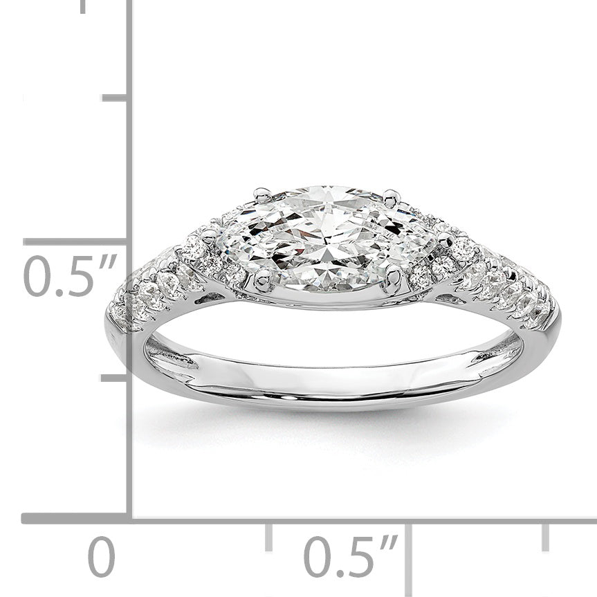 14k White Gold 1/3 Ct. Lab Grown Diamond VS/SI+ G+ 1 Ct. Center East-West Marquise Engagement Ring