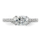 14k White Gold 1/3 Ct. Lab Grown Diamond VS/SI+ G+ 1 Ct. Center East-West Oval Engagement Ring