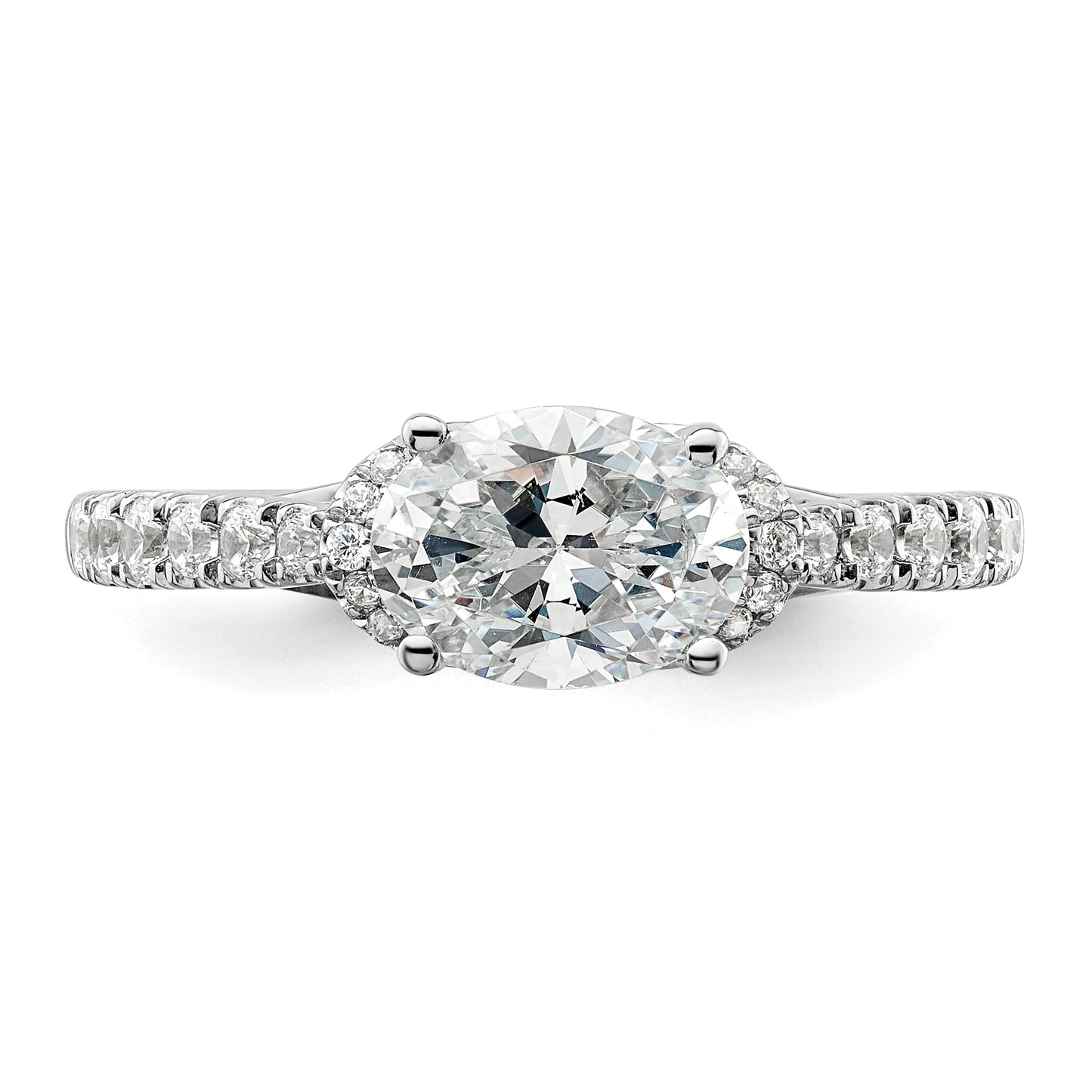 14k White Gold 1/3 Ct. Lab Grown Diamond VS/SI+ G+ 1 Ct. Center East-West Oval Engagement Ring