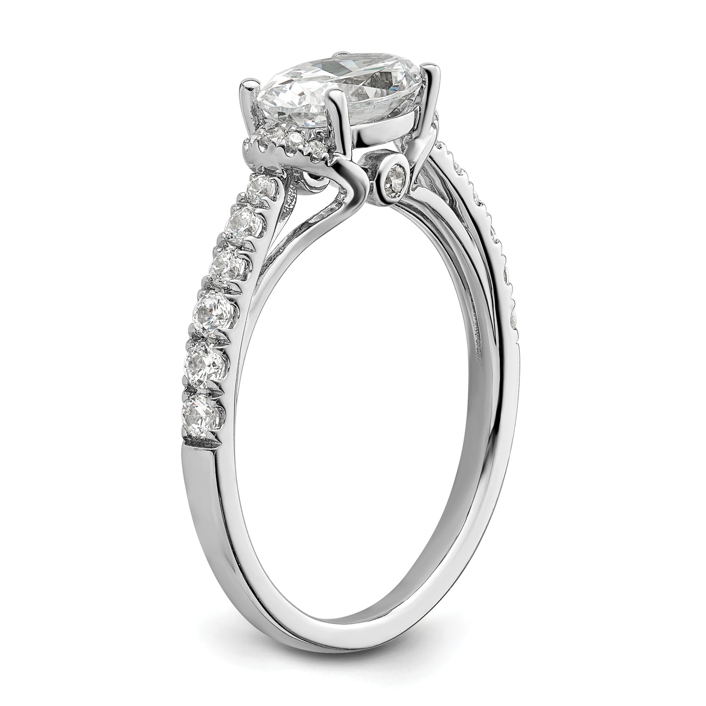 14k White Gold 1/3 Ct. Lab Grown Diamond VS/SI+ G+ 1 Ct. Center East-West Oval Engagement Ring