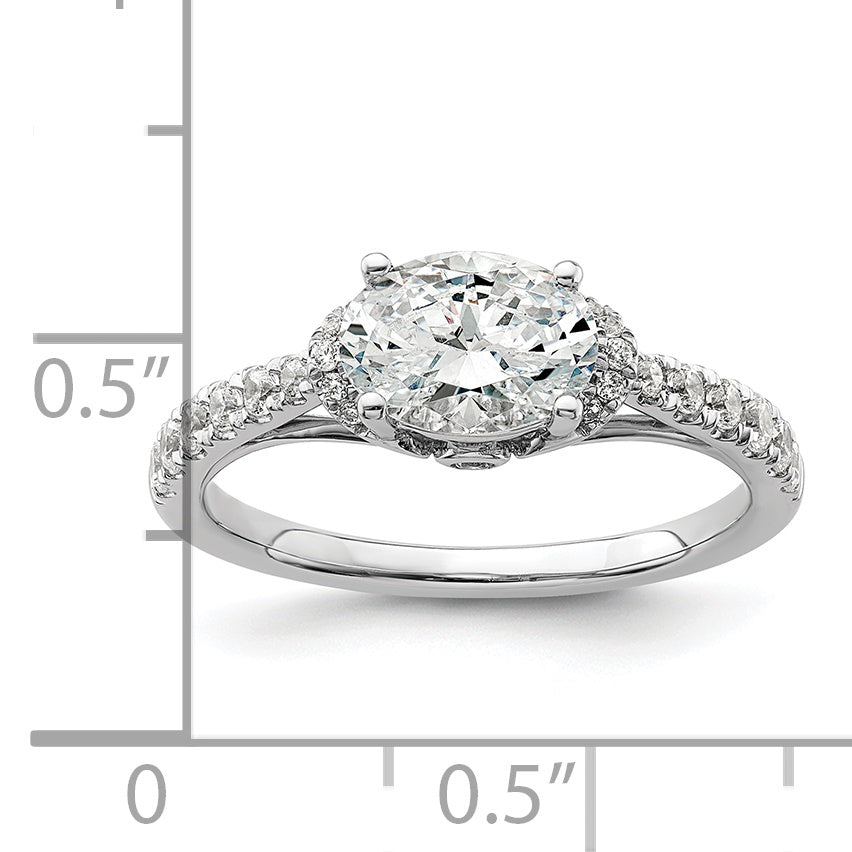 14k White Gold 1/3 Ct. Lab Grown Diamond VS/SI+ G+ 1 Ct. Center East-West Oval Engagement Ring