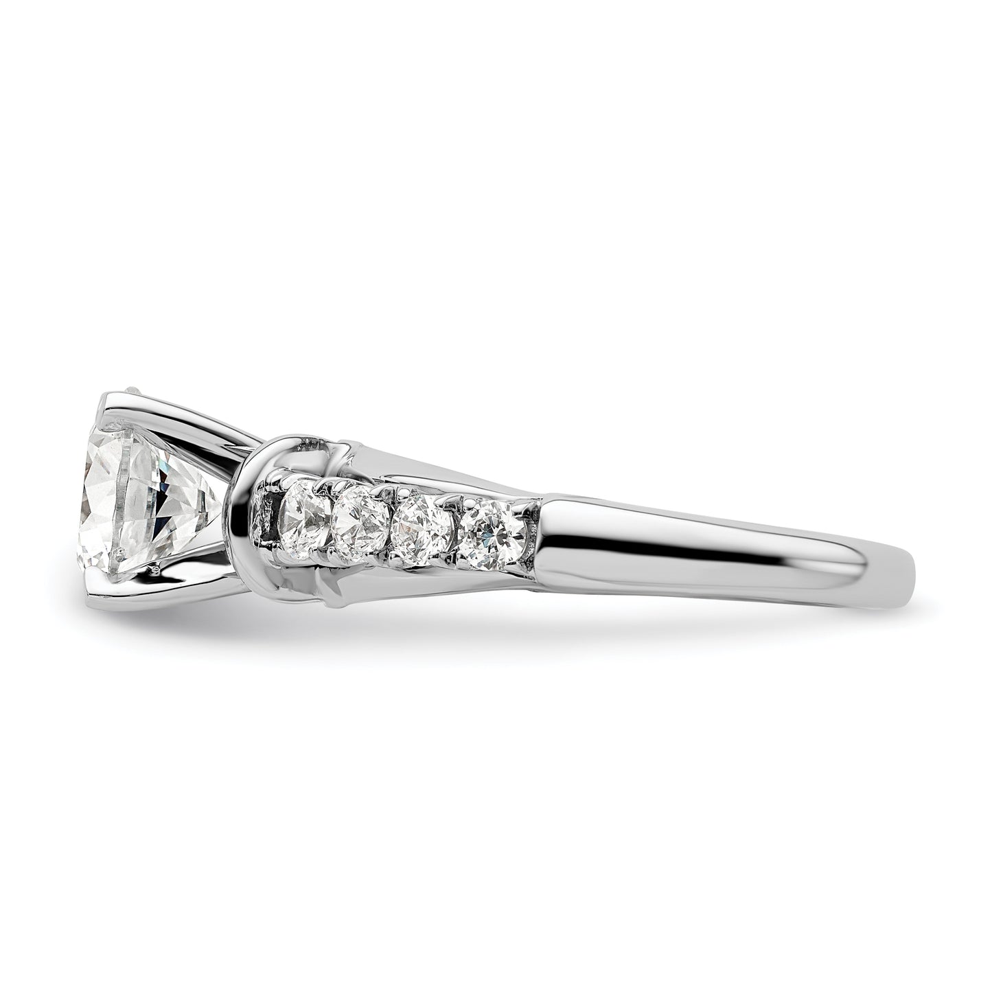 14k White Gold 1/2 Ct. Lab Grown Diamond VS/SI+ G+ 1 1/2 Ct. Center Round Shared Prong Engagement Ring