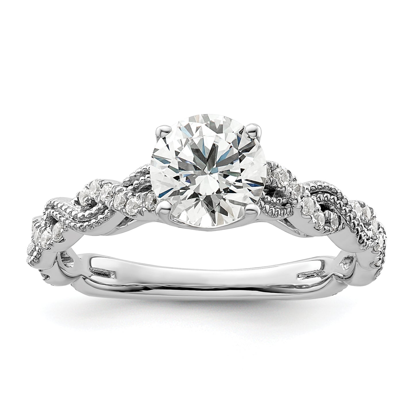 14k White Gold 1/5 Ct. Lab Grown Diamond VS/SI+ G+ 1 Ct. Center Round Engagement Ring