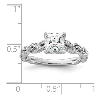 14k White Gold 1/5 Ct. Lab Grown Diamond VS/SI+ G+ 1 Ct. Center Princess Semi Mount Engagement Ring