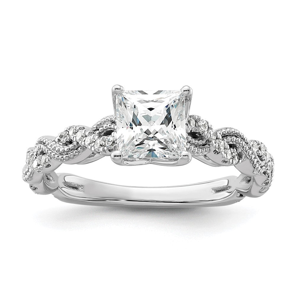 14k White Gold 1/5 Ct. Lab Grown Diamond VS/SI+ G+ 1 Ct. Center Princess Semi Mount Engagement Ring