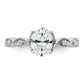 14k White Gold 1/8 Ct. Lab Grown Diamond VS/SI+ G+ 1 Ct. Center Oval Engagement Ring