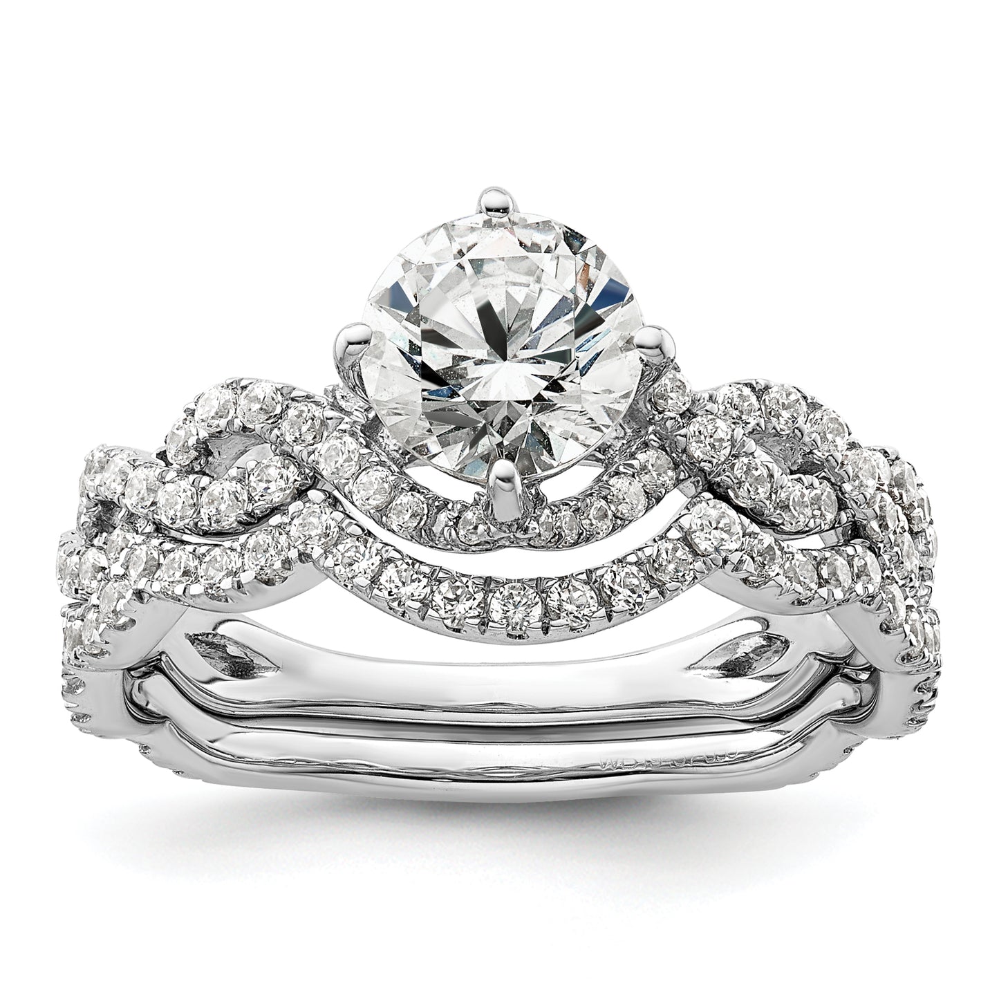 14k White Gold 1/2 Ct. Lab Grown Diamond VS/SI+ G+ 1 Ct. Center Round Engagement Ring