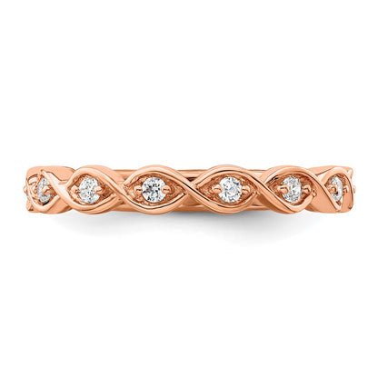 14k Rose Gold 1/5 Ct. Lab Grown Diamond VS/SI+ G+ Wedding Band Ring