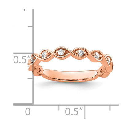 14k Rose Gold 1/5 Ct. Lab Grown Diamond VS/SI+ G+ Wedding Band Ring