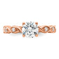 14k Rose Gold 1/6 Ct. Lab Grown Diamond VS/SI+ G+ 1 Ct. Center Round Engagement Ring