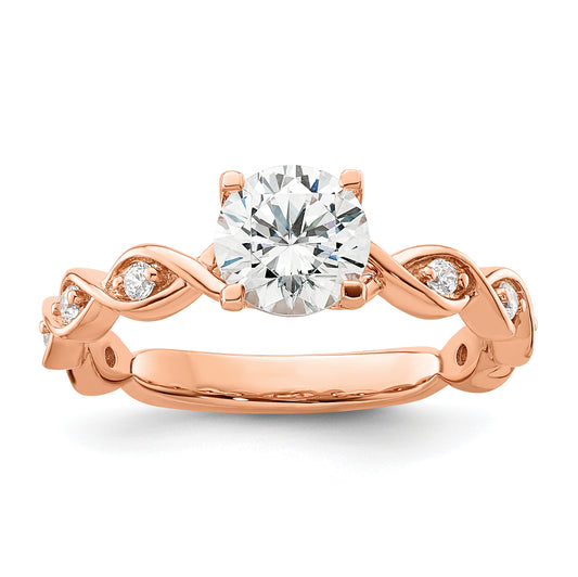 14k Rose Gold 1/6 Ct. Lab Grown Diamond VS/SI+ G+ 1 Ct. Center Round Engagement Ring