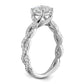 14k White Gold 3/8 Ct. Lab Grown Diamond VS/SI+ G+ 1 Ct. Center Cushion Engagement Ring