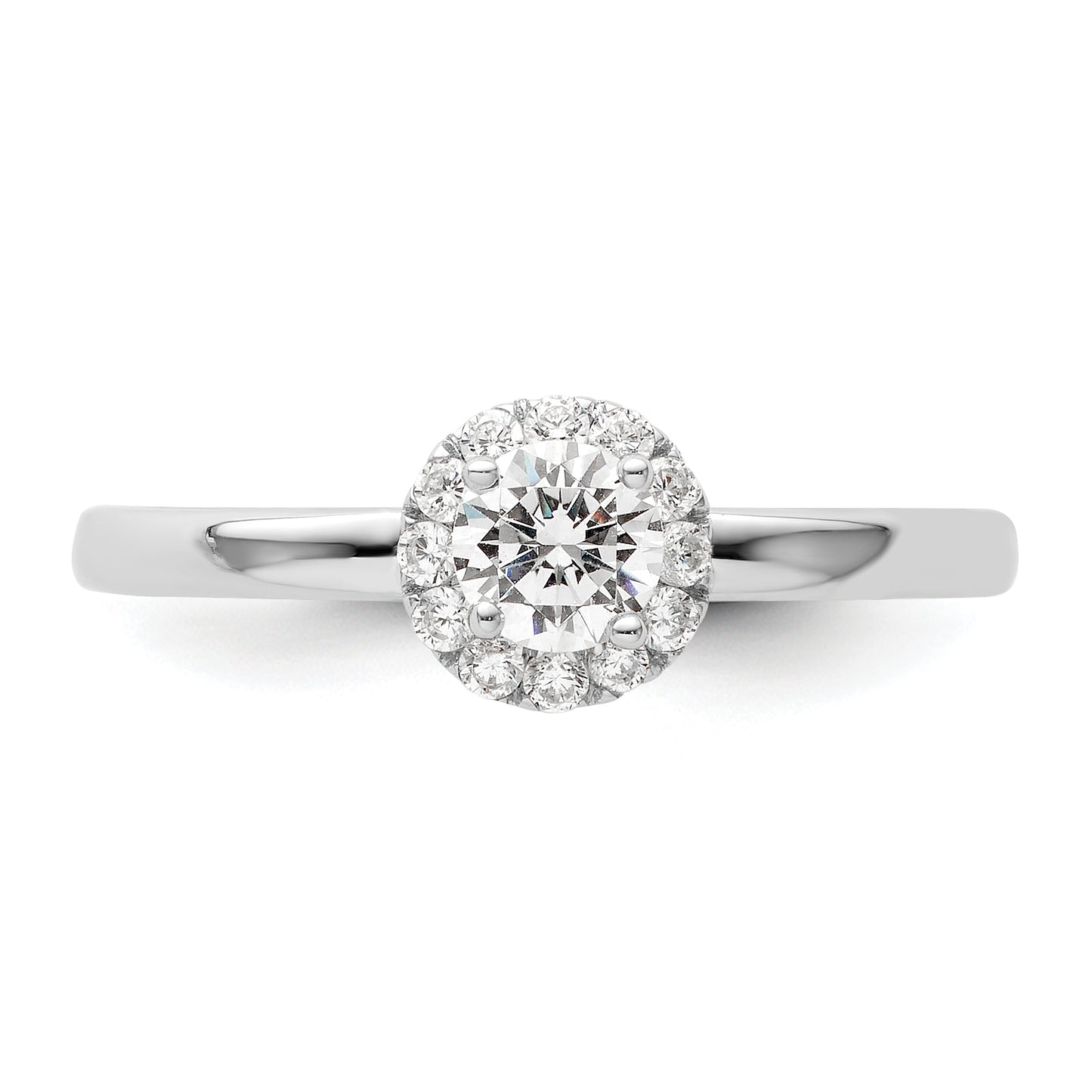 Two Promises 14k White Gold 1/2 Ct. Lab Grown Diamond VS/SI+ G+ Petite Halo Engagement Ring