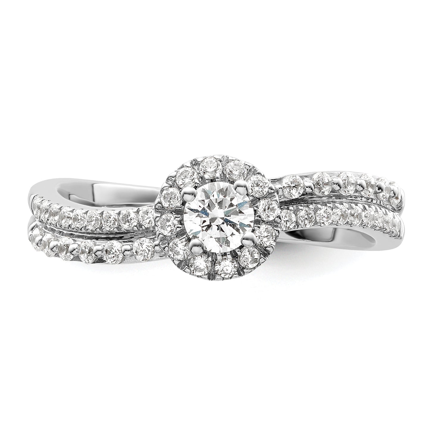 Two Promises 14k White Gold 1/2 Ct. Lab Grown Diamond VS/SI+ G+ Halo Engagement Ring