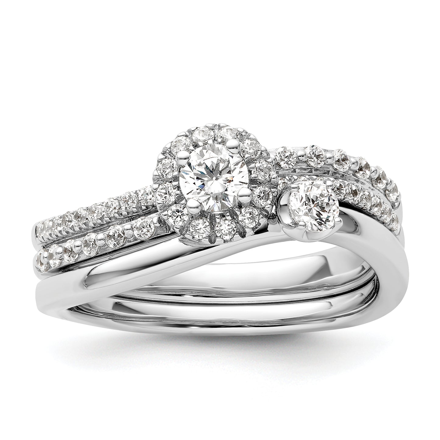 Two Promises 14k White Gold 1/2 Ct. Lab Grown Diamond VS/SI+ G+ Halo Engagement Ring