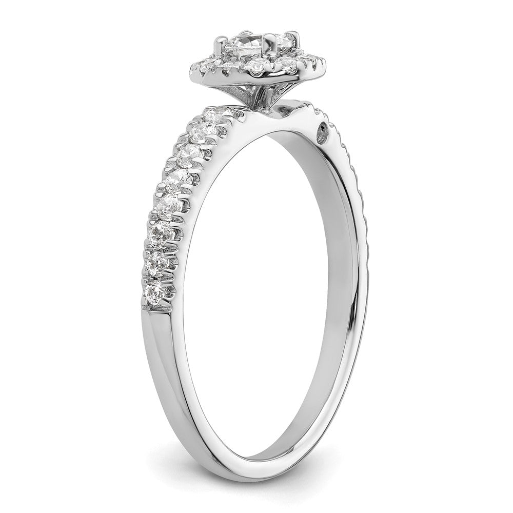 Two Promises 14k White Gold 5/8 Ct. Lab Grown Diamond VS/SI+ G+ Petite Halo Engagement Ring