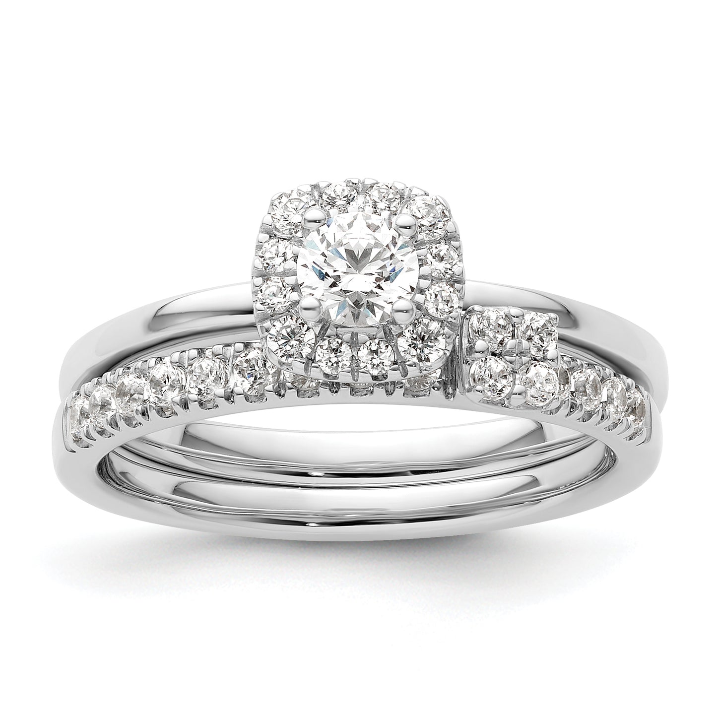 Two Promises 14k White Gold 3/8 Ct. Lab Grown Diamond VS/SI+ G+ Petite Halo Engagement Ring