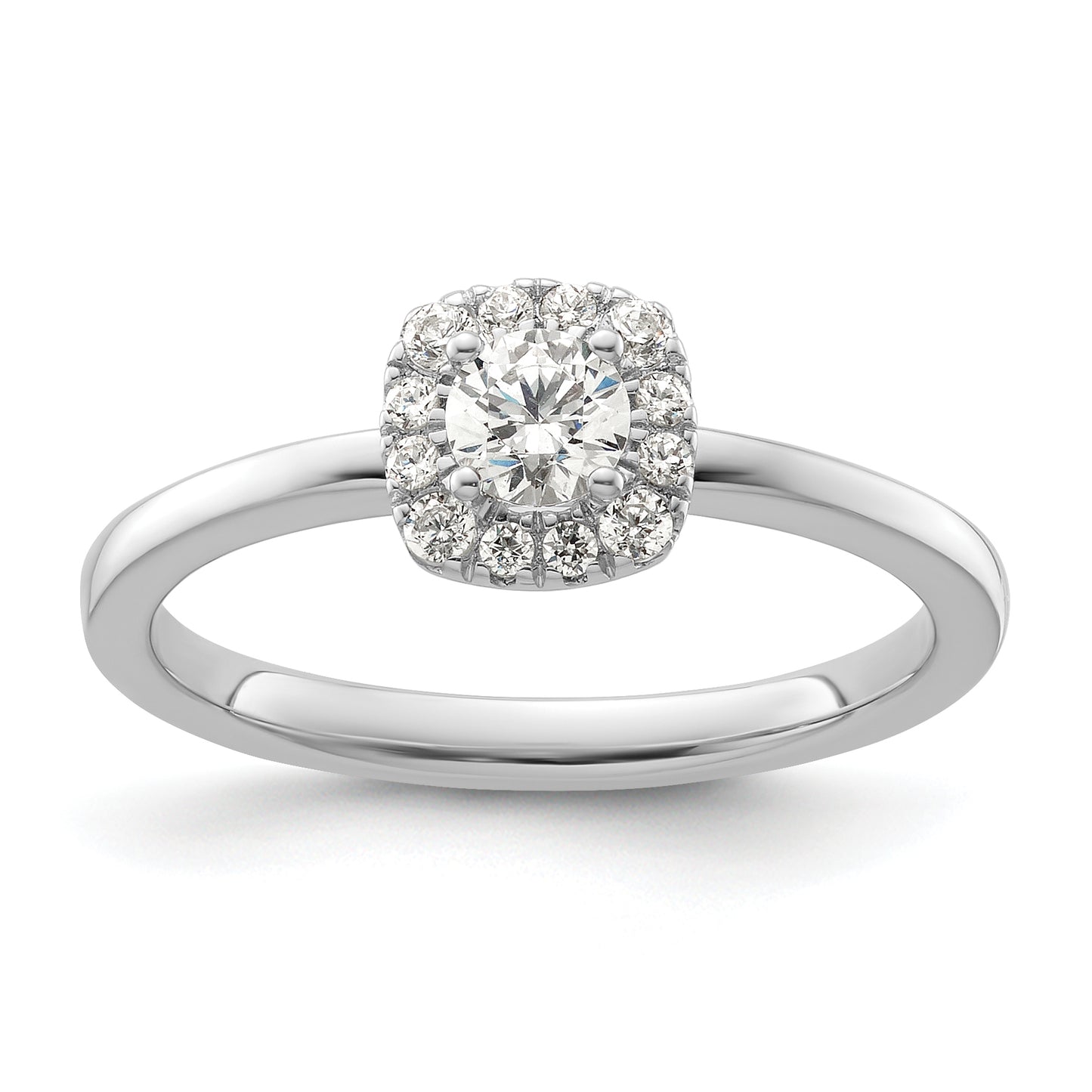 Two Promises 14k White Gold 3/8 Ct. Lab Grown Diamond VS/SI+ G+ Petite Halo Engagement Ring