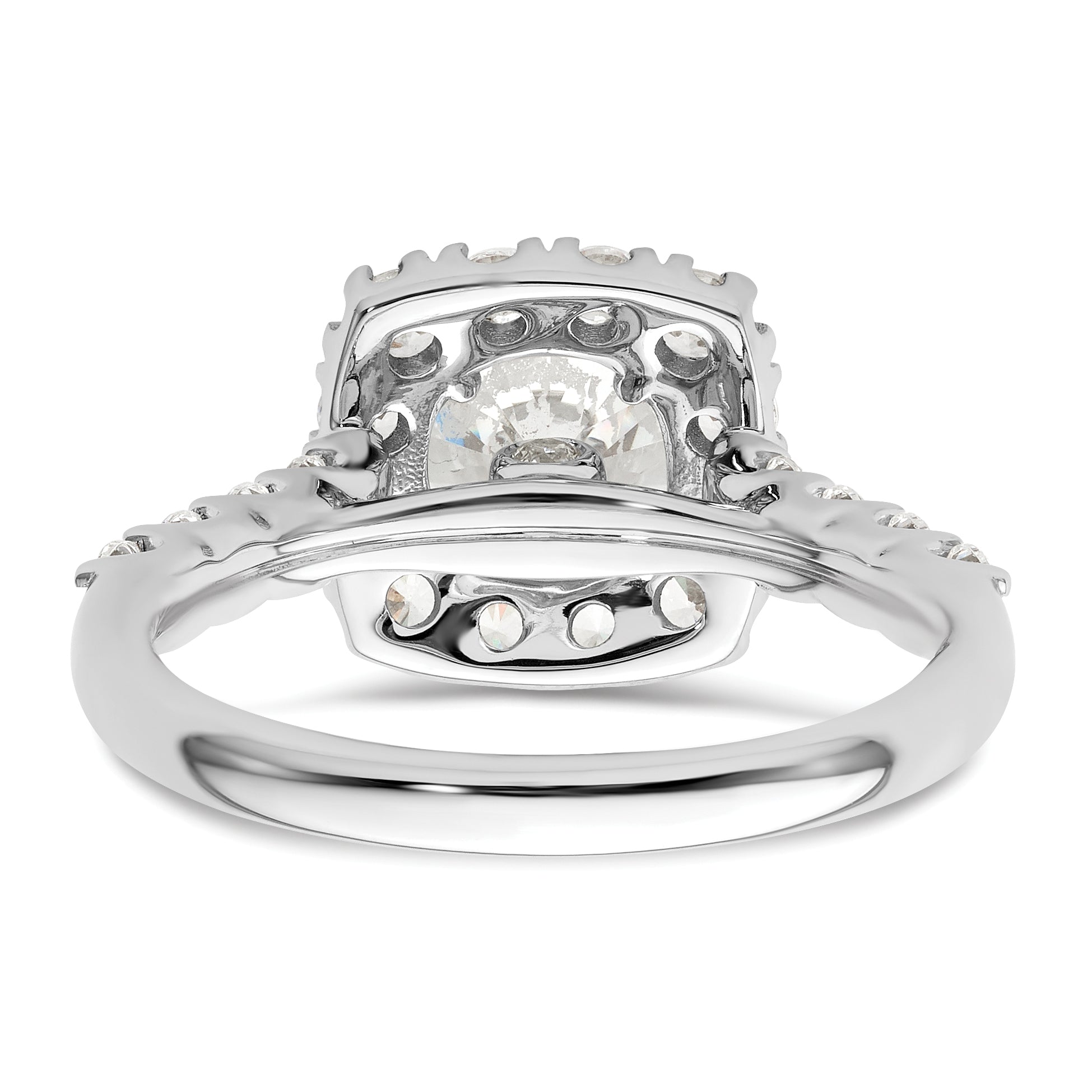 14K White Gold 1 Carat Lab Grown Diamond Vs/Si+ G+ 1/2 Center Round Semi Mount Halo Engagement Ring