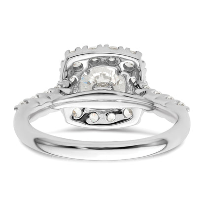 14K White Gold 1 Carat Lab Grown Diamond Vs/Si+ G+ 1/2 Center Round Semi Mount Halo Engagement Ring