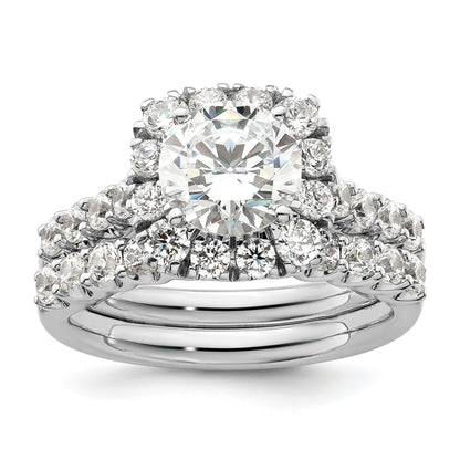 14K White Gold 1 Carat Lab Grown Diamond Vs/Si+ G+ 1/2 Center Round Semi Mount Halo Engagement Ring
