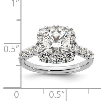 14K White Gold 1 Carat Lab Grown Diamond Vs/Si+ G+ 1/2 Center Round Semi Mount Halo Engagement Ring