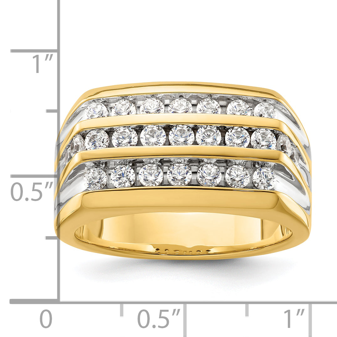 14k Yellow Gold Rhodium-plated 1 1/6 Ct. Lab Grown Diamond VS/SI+ G+ Men's Ring