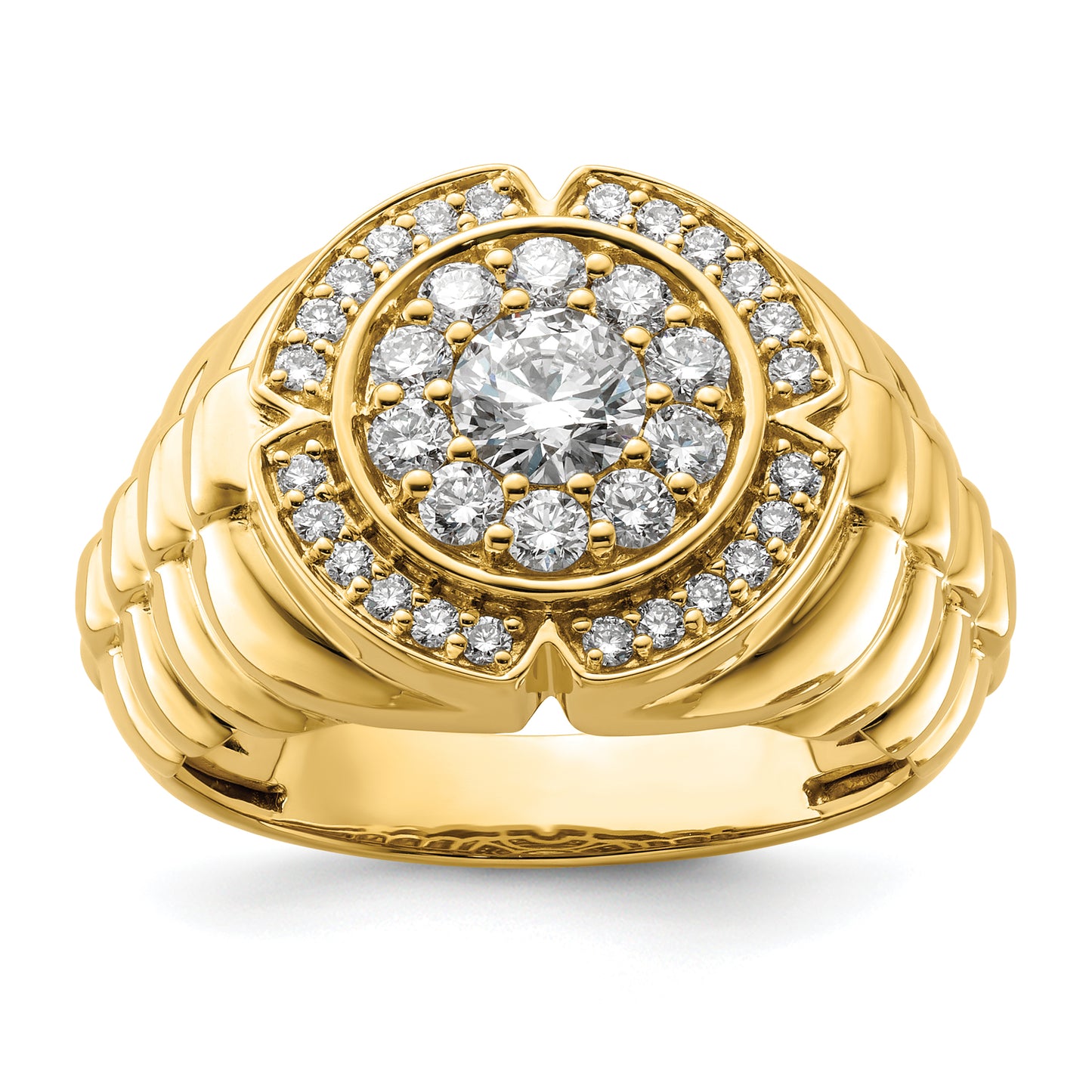 10k Yellow Gold 1 1/5 Ct. Lab Grown Diamond VS/SI+ G+ Men's Cluster Ring