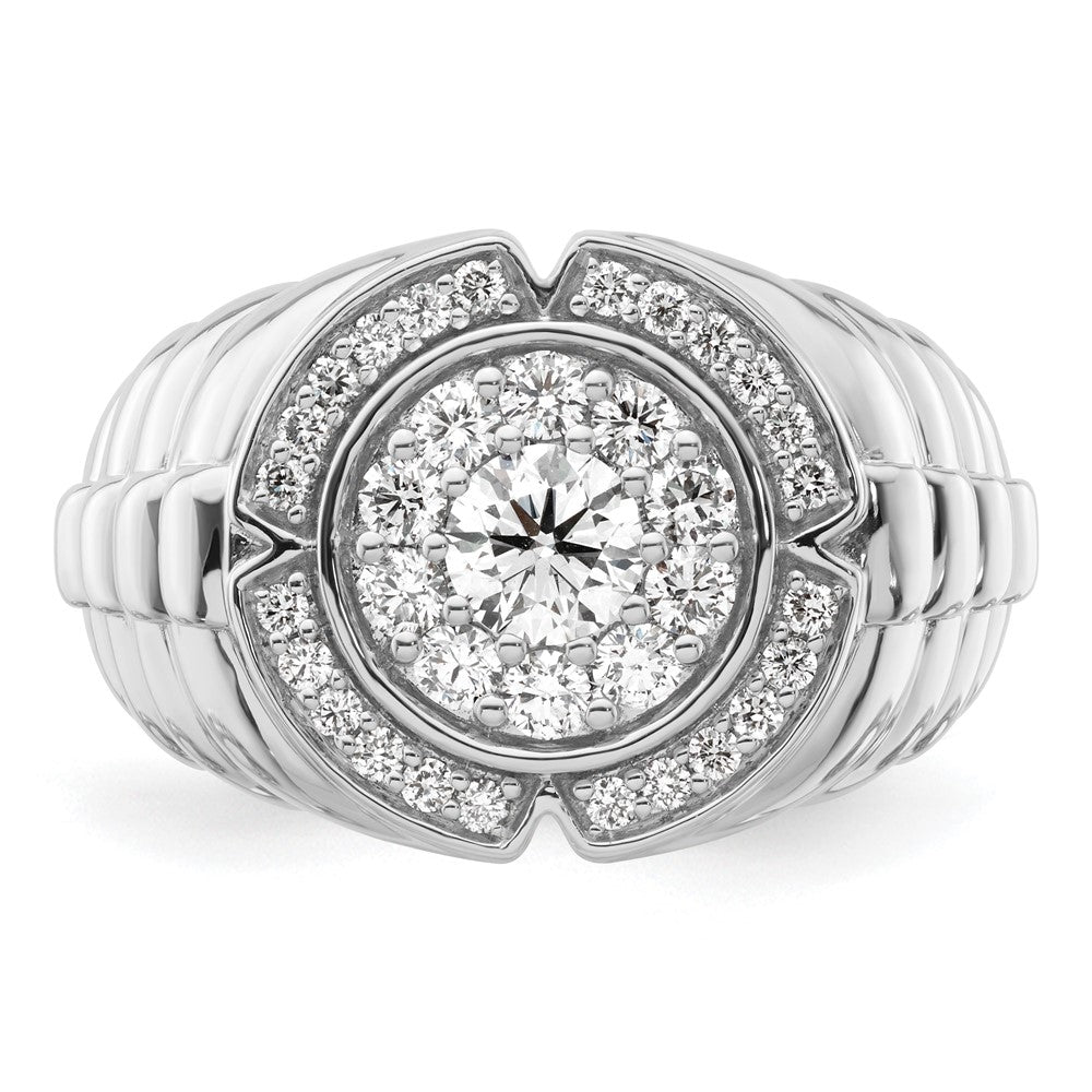 10k White Gold 1 1/5 Ct. Lab Grown Diamond VS/SI+ G+ Complete Men's Cluster Ring