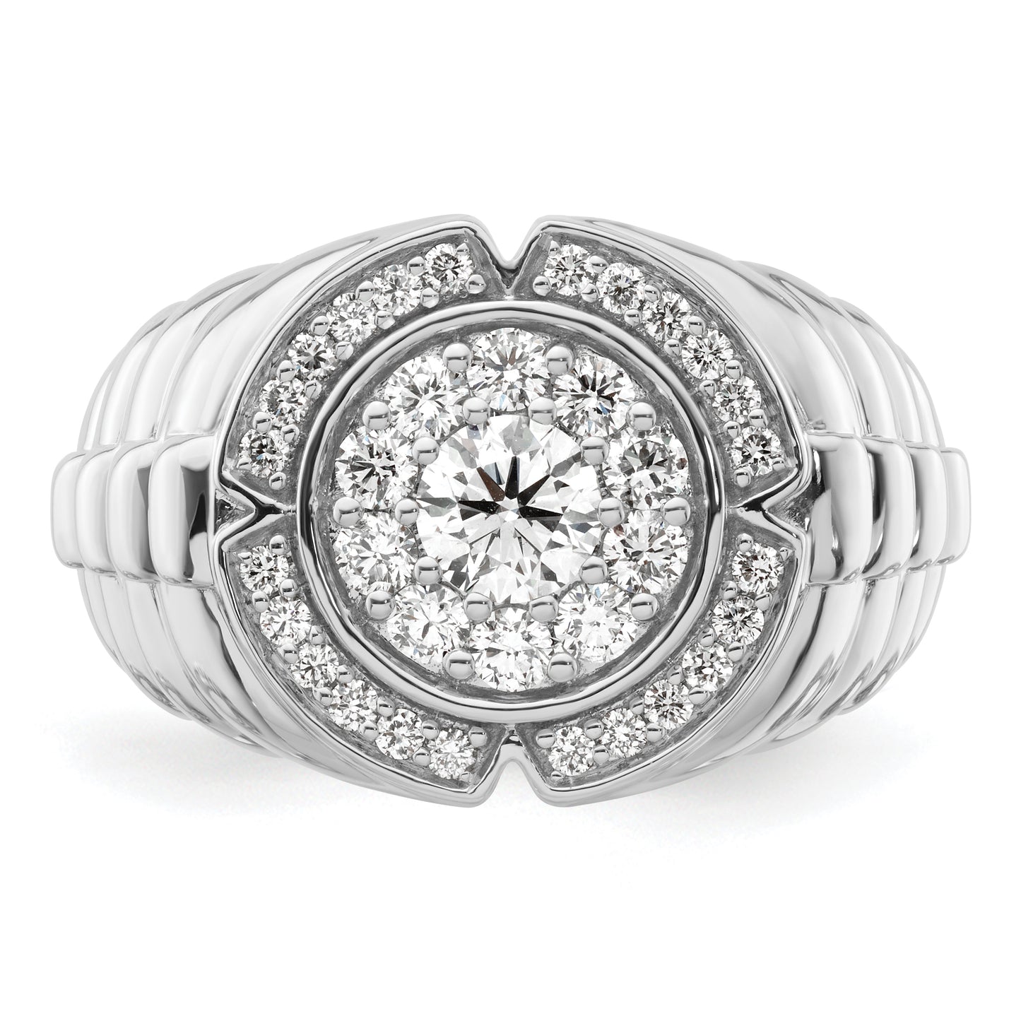 10k White Gold 1 1/5 Ct. Lab Grown Diamond VS/SI+ G+ Men's Cluster Ring