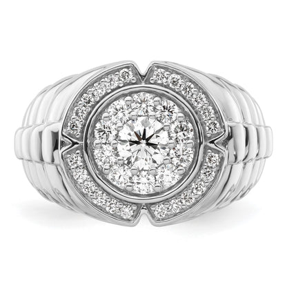 10k White Gold 1 1/5 Ct. Lab Grown Diamond VS/SI+ G+ Complete Men's Cluster Ring